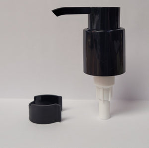 24-410 Thick Black Lotion Pump w/Stopper Clip