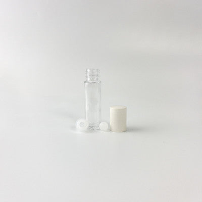 8 ml Clear Glass Roller Bottle w White Cap Plastic Ball